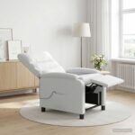 vidaXL Masážne relaxačné kreslo Biela Látka