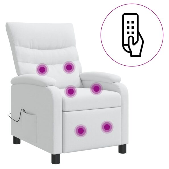 vidaXL Masážne relaxačné kreslo Biela Látka – Obrázok 2