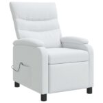vidaXL Masážne relaxačné kreslo Biela Látka – Obrázok 3