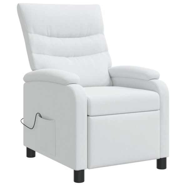 vidaXL Masážne relaxačné kreslo Biela Látka – Obrázok 3