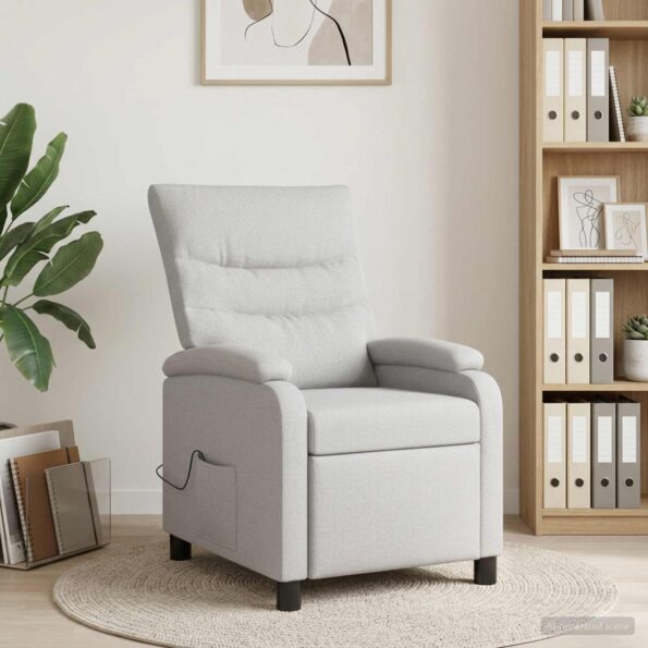 vidaXL Masážne relaxačné kreslo Oblá šedá Látka – Obrázok 11