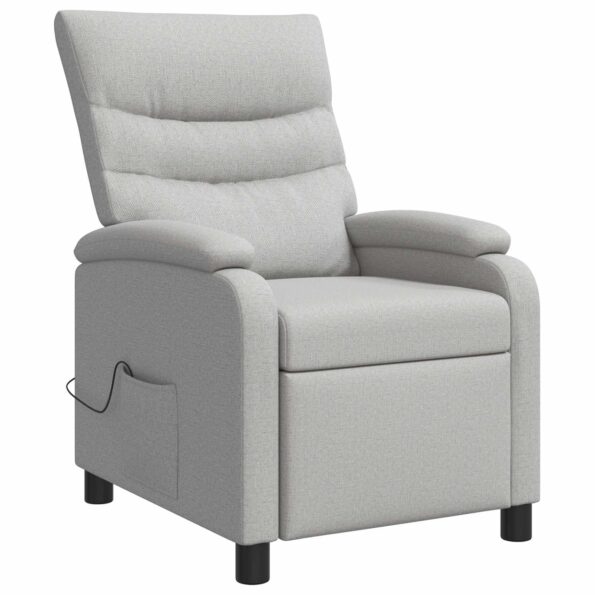 vidaXL Masážne relaxačné kreslo Oblá šedá Látka – Obrázok 3