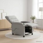 vidaXL Masážne relaxačné kreslo Oblá šedá Látka – Obrázok 4