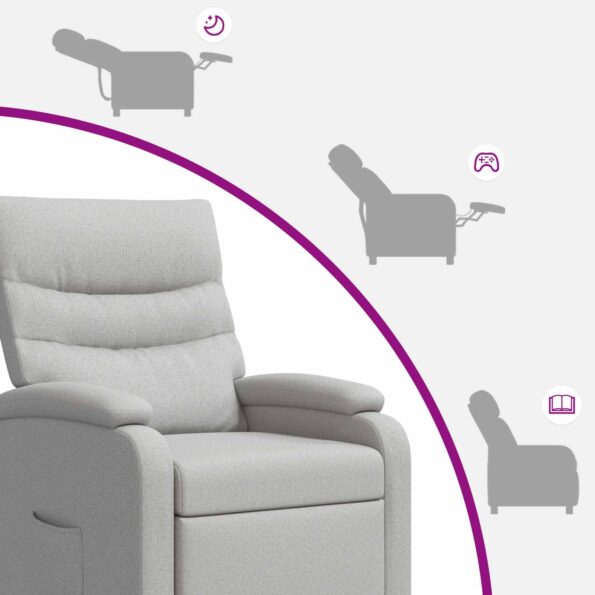 vidaXL Masážne relaxačné kreslo Oblá šedá Látka – Obrázok 8