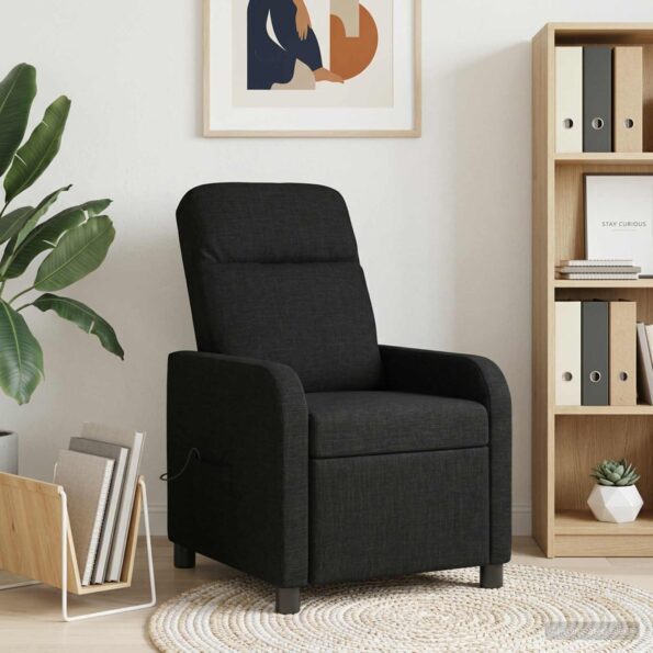 vidaXL Masážne relaxačné kreslo Čierna Látka – Obrázok 11