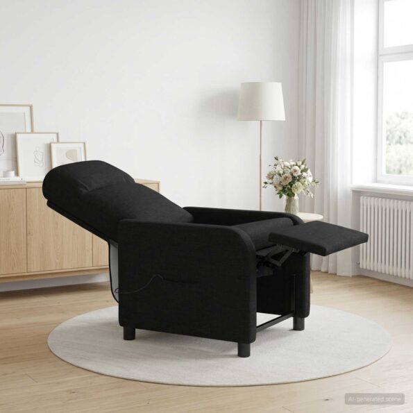 vidaXL Masážne relaxačné kreslo Čierna Látka – Obrázok 4