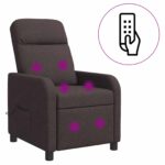 vidaXL Masážne relaxačné kreslo Tmavohnedá Látka – Obrázok 2