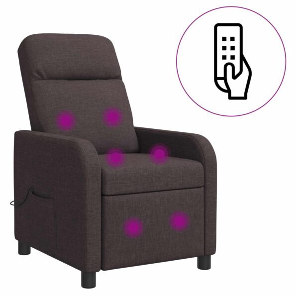vidaXL Masážne relaxačné kreslo Tmavohnedá Látka – Obrázok 2