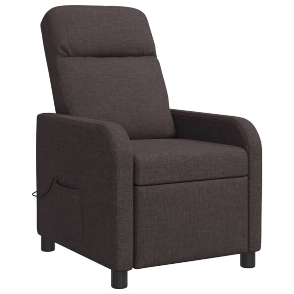 vidaXL Masážne relaxačné kreslo Tmavohnedá Látka – Obrázok 3