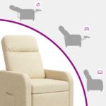 vidaXL Masážne relaxačné kreslo Krémová Látka – Obrázok 8