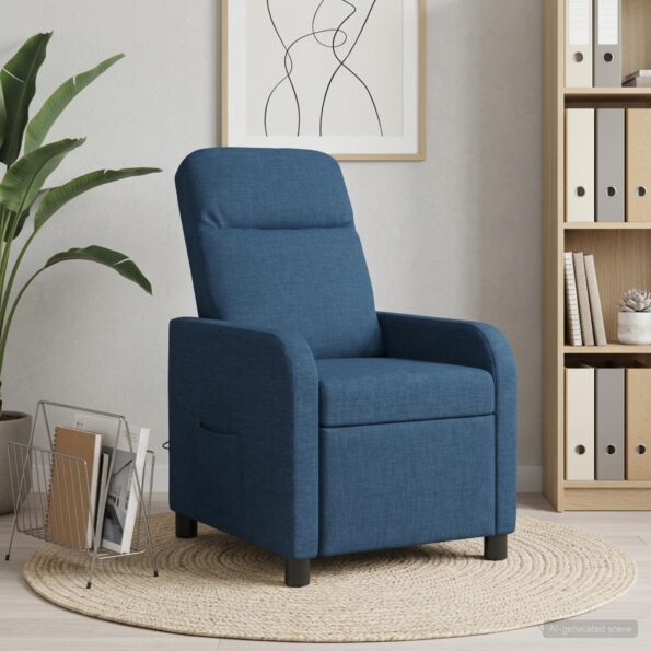 vidaXL Masážne relaxačné kreslo Modrá Látka – Obrázok 11