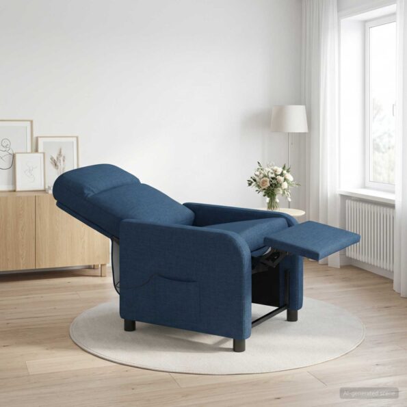 vidaXL Masážne relaxačné kreslo Modrá Látka – Obrázok 4