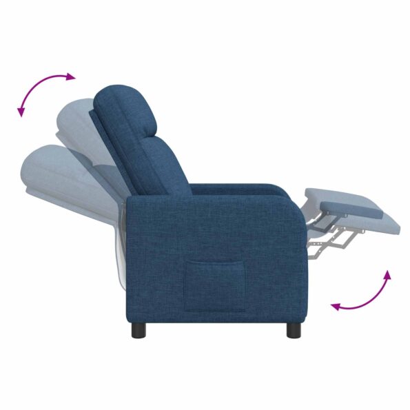 vidaXL Masážne relaxačné kreslo Modrá Látka – Obrázok 7