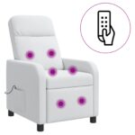vidaXL Masážne relaxačné kreslo Biela Látka – Obrázok 2