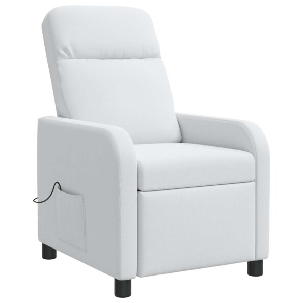 vidaXL Masážne relaxačné kreslo Biela Látka – Obrázok 3