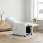 vidaXL Masážne relaxačné kreslo Biela Látka – Obrázok 12