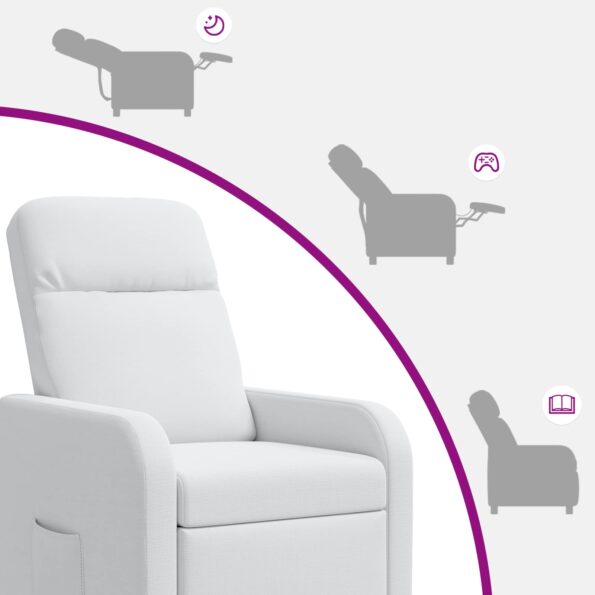 vidaXL Masážne relaxačné kreslo Biela Látka – Obrázok 8