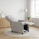 vidaXL Masážne relaxačné kreslo Oblá šedá Látka – Obrázok 4