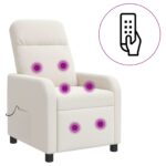 vidaXL Masážne relaxačné kreslo Krémová Bouclé – Obrázok 2