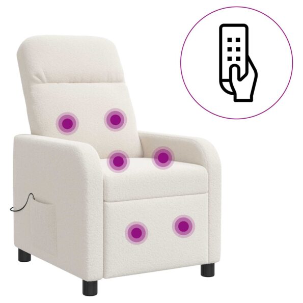 vidaXL Masážne relaxačné kreslo Krémová Bouclé – Obrázok 2