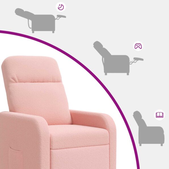 vidaXL Masážne relaxačné kreslo Ružová Bouclé – Obrázok 10