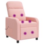 vidaXL Masážne relaxačné kreslo Ružová Bouclé – Obrázok 2