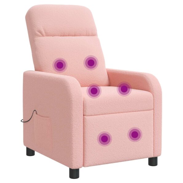 vidaXL Masážne relaxačné kreslo Ružová Bouclé – Obrázok 2