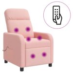 vidaXL Masážne relaxačné kreslo Ružová Bouclé – Obrázok 3