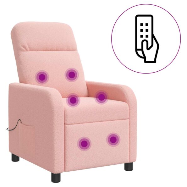 vidaXL Masážne relaxačné kreslo Ružová Bouclé – Obrázok 3
