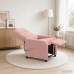 vidaXL Masážne relaxačné kreslo Ružová Bouclé – Obrázok 4