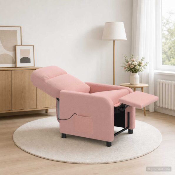 vidaXL Masážne relaxačné kreslo Ružová Bouclé – Obrázok 4