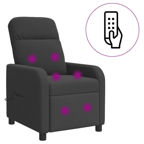 vidaXL Masážne relaxačné kreslo Tmavosivá Bouclé – Obrázok 2
