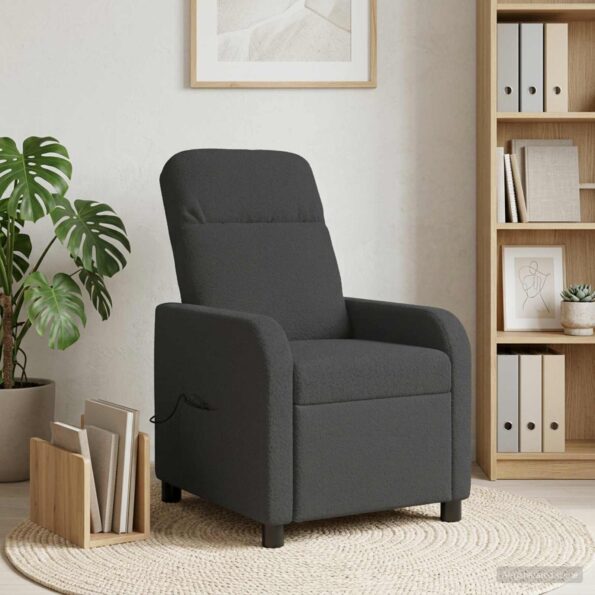 vidaXL Masážne relaxačné kreslo Tmavosivá Bouclé – Obrázok 12