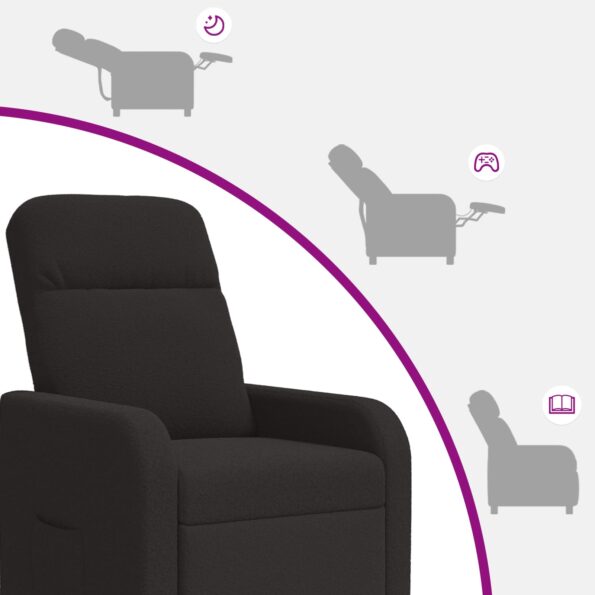 vidaXL Masážne relaxačné kreslo Čierna Bouclé – Obrázok 8