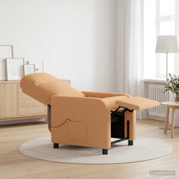 vidaXL Masážne relaxačné kreslo Béžová Bouclé – Obrázok 11