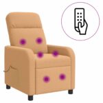 vidaXL Masážne relaxačné kreslo Béžová Bouclé – Obrázok 2