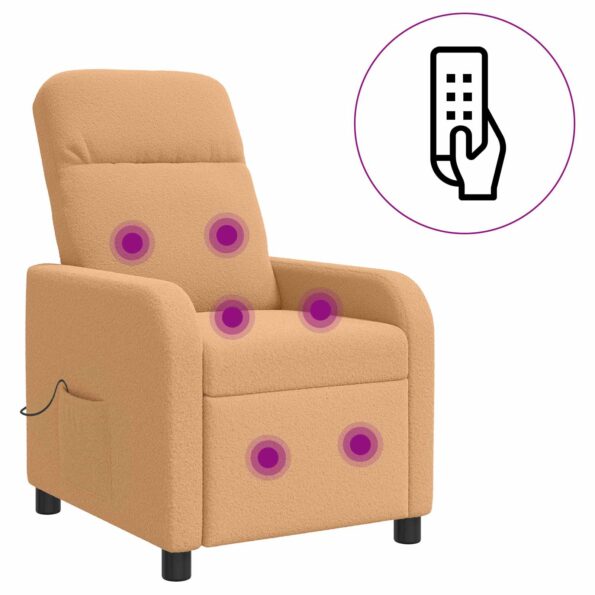 vidaXL Masážne relaxačné kreslo Béžová Bouclé – Obrázok 2