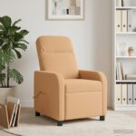 vidaXL Masážne relaxačné kreslo Béžová Bouclé – Obrázok 4