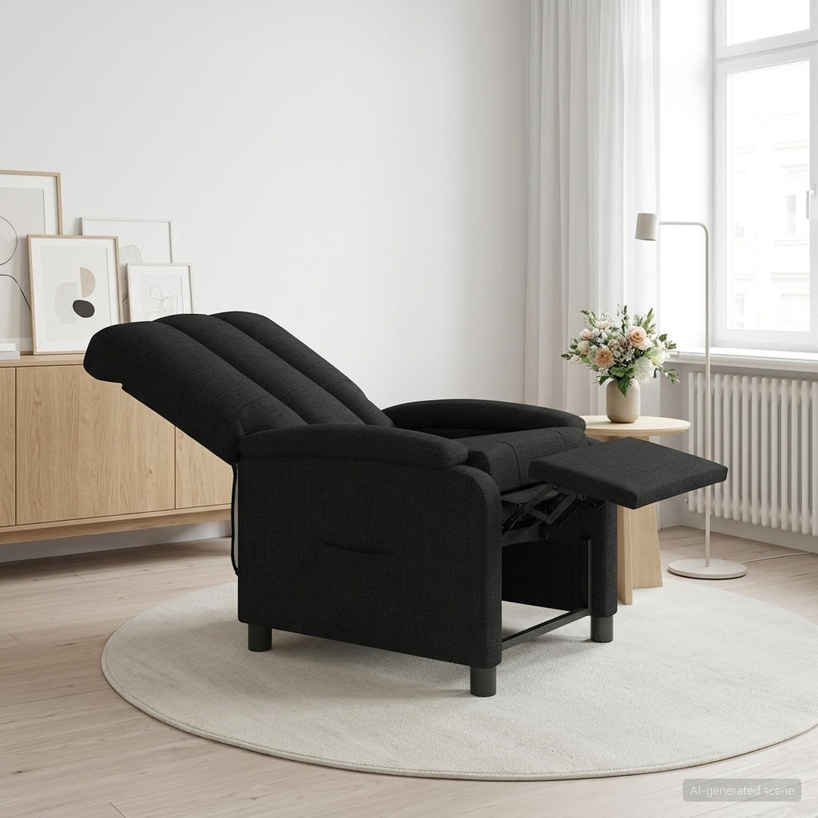 42034971_1.jpg vidaXL Masážne relaxačné kreslo Čierna Látka – Obrázok 1