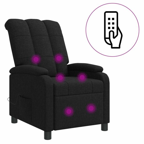 vidaXL Masážne relaxačné kreslo Čierna Látka – Obrázok 2
