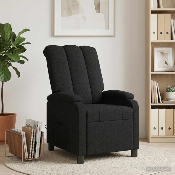 vidaXL Masážne relaxačné kreslo Čierna Látka – Obrázok 4