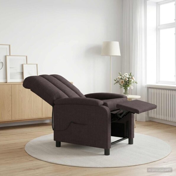vidaXL Masážne relaxačné kreslo Tmavohnedá Látka – Obrázok 11