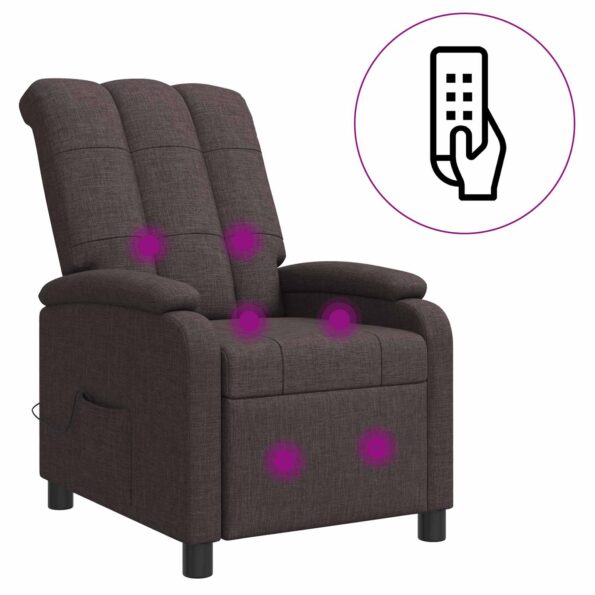 vidaXL Masážne relaxačné kreslo Tmavohnedá Látka – Obrázok 2
