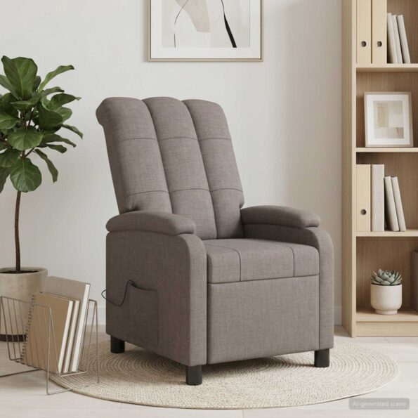 vidaXL Masážne relaxačné kreslo Sivohnedá Látka – Obrázok 11