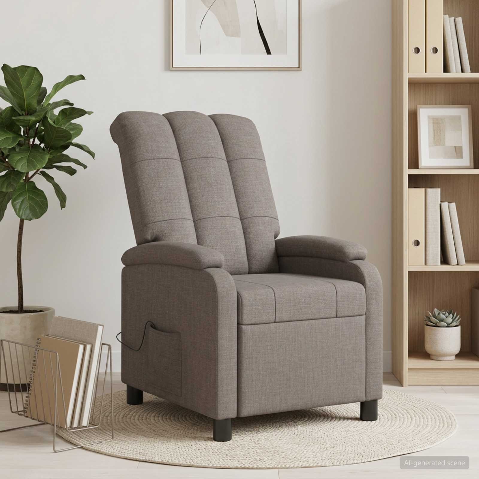 42034975_1.jpg vidaXL Masážne relaxačné kreslo Sivohnedá Látka – Obrázok 1