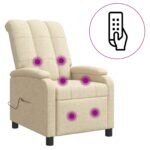 vidaXL Masážne relaxačné kreslo Krémová Látka – Obrázok 2