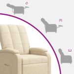 vidaXL Masážne relaxačné kreslo Krémová Látka – Obrázok 8