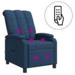 vidaXL Masážne relaxačné kreslo Modrá Látka – Obrázok 2