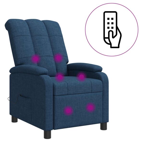 vidaXL Masážne relaxačné kreslo Modrá Látka – Obrázok 2
