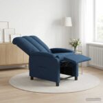vidaXL Masážne relaxačné kreslo Modrá Látka – Obrázok 12